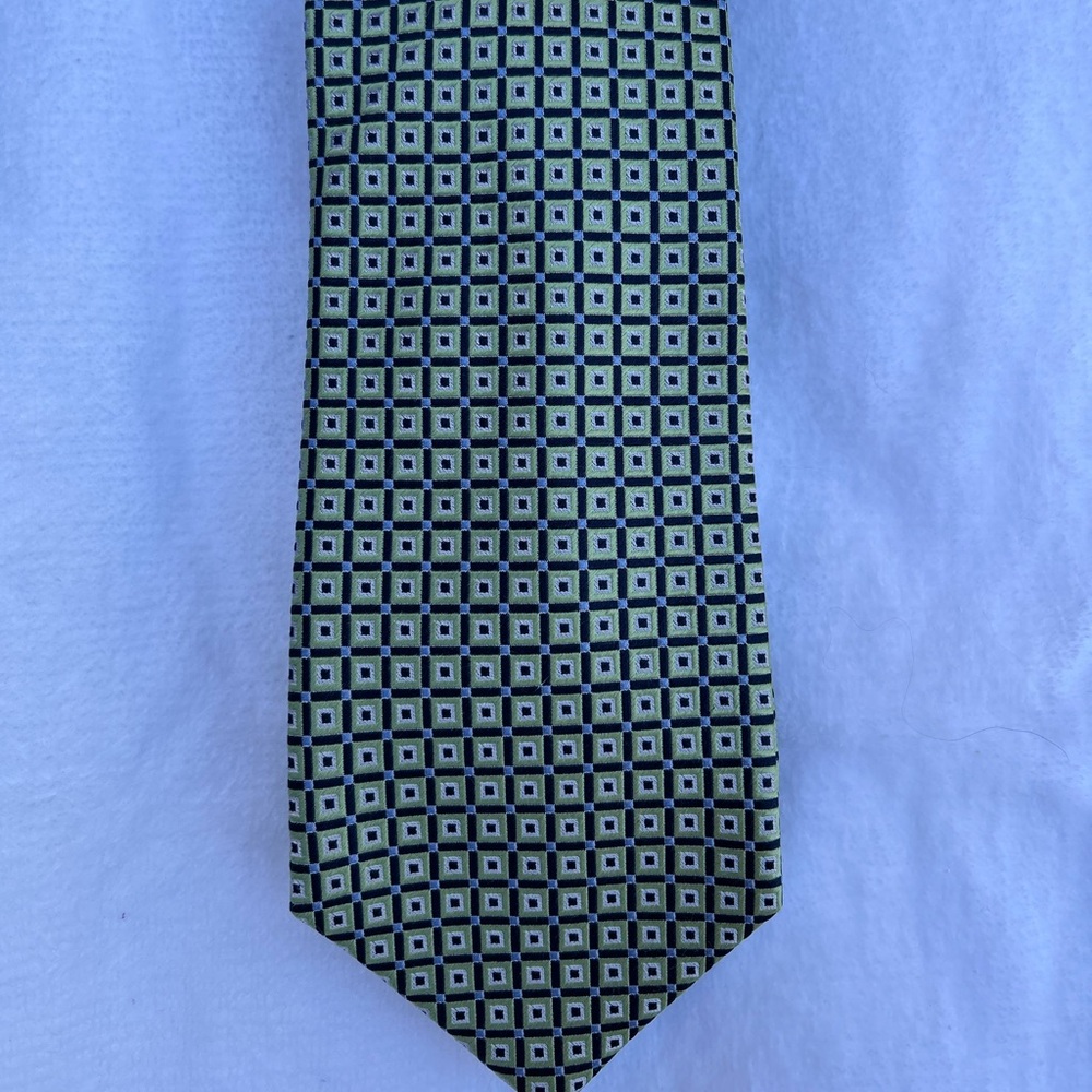 Chaps Green and Blue Geometric Tie